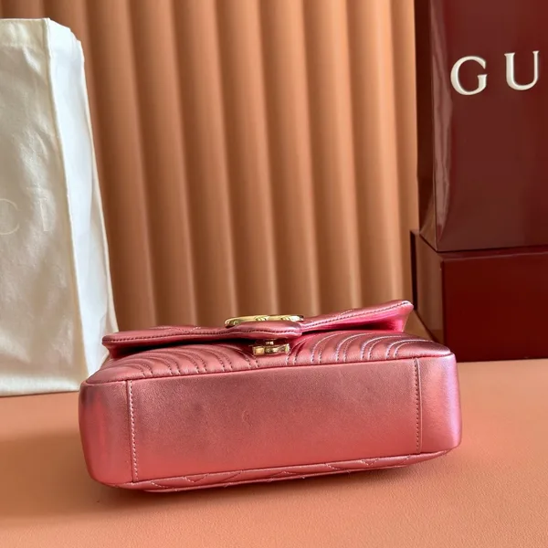 Gucci GG Marmont Bag 22 In Metallic Pink Lambskin product view 3