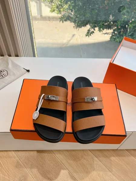 Hermès Women Brown Leather Straps Sandals product view 5