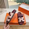 Hermès Women Burgundy Leather Pink Accent Sandals product view 6