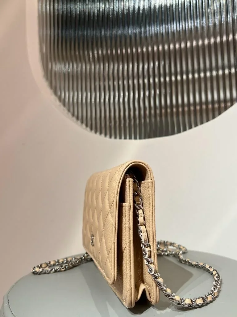 ChanelCaviar Quilted Wallet on Chain Woc Beige Bag product view 3