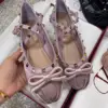 Valentino Women Pink Satin Studded Flats product view 1
