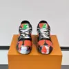 Louis Vuitton Men Black Red Painted Leather Sneakers product view 2