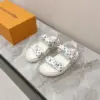 Louis Vuitton Women White Patterned Fabric Sandals product view 1