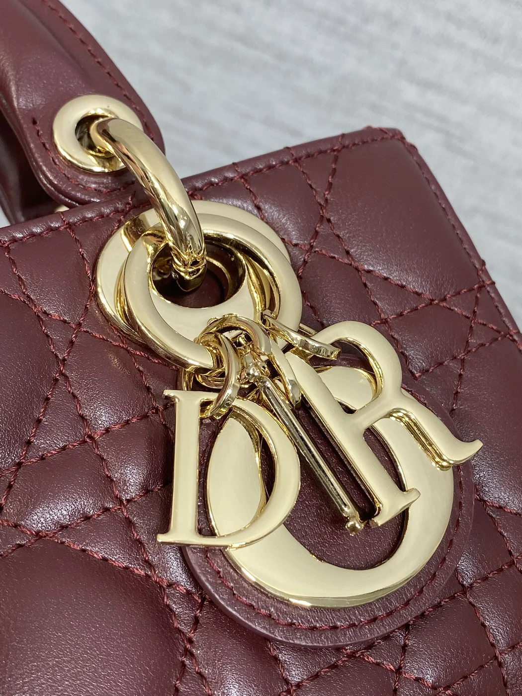 Dior Small Lady D‑Joy Bag 19 In Burgundy Gold Hardware product view 3