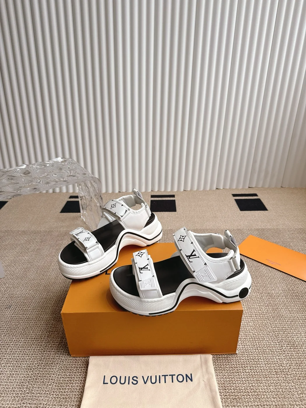 Louis Vuitton Women White Synthetic Strap Sandals product view 4