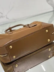 Prada Large Top Handle Bag 35 In Cherry Wood Nylon And Calfskin Trim product view 4