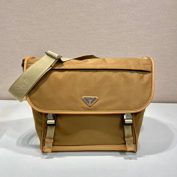 Prada Large Flap Bag 30 In Cider Brown Re-Nylon And Calfskin Trim product view 1
