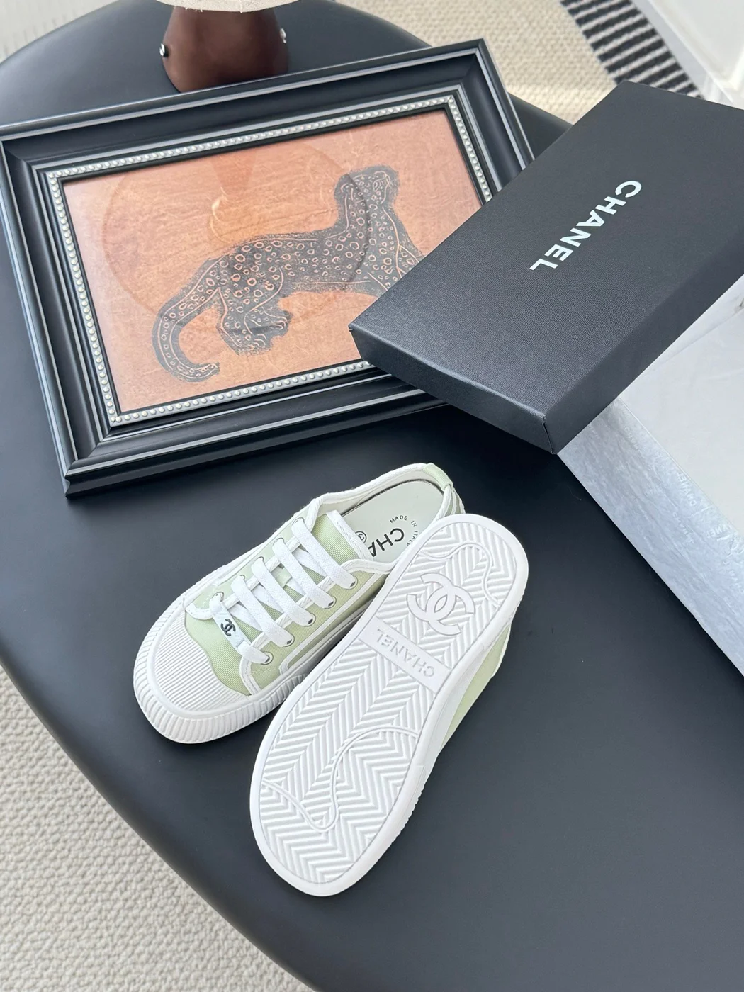 Chanel Women Light Green Canvas Sneakers product view 5