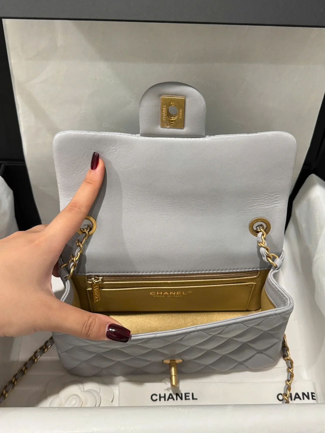 Chanel Classic Flap Mini Grey Gold Hardware 20 cm Bag product view 6
