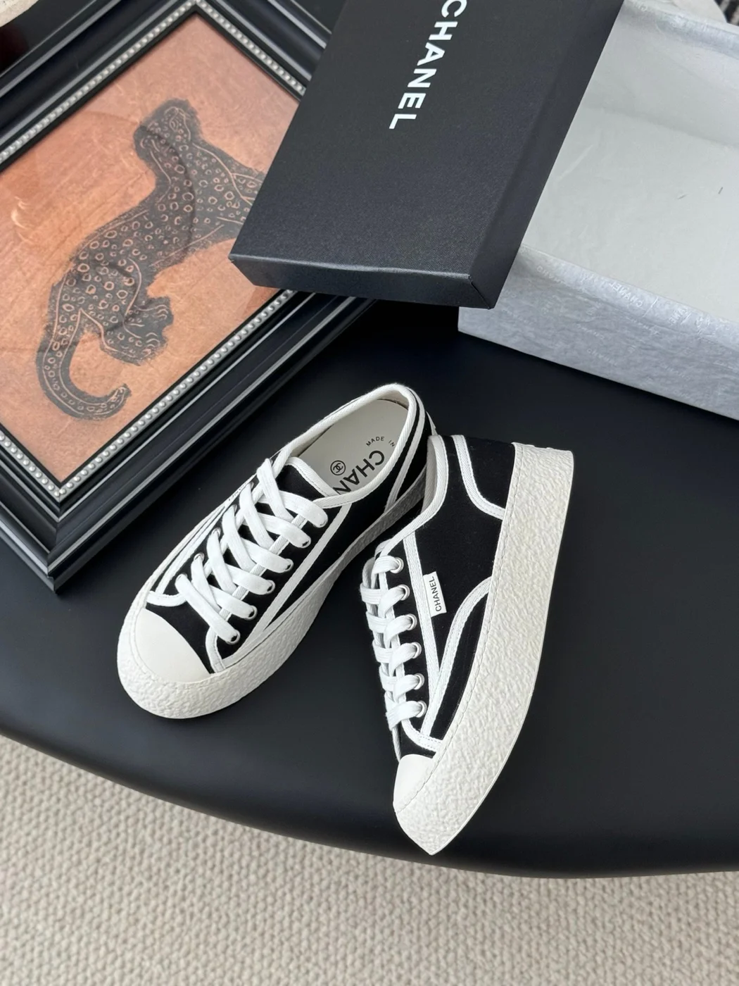 Chanel Women Black Canvas Casual Sneakers product view 3