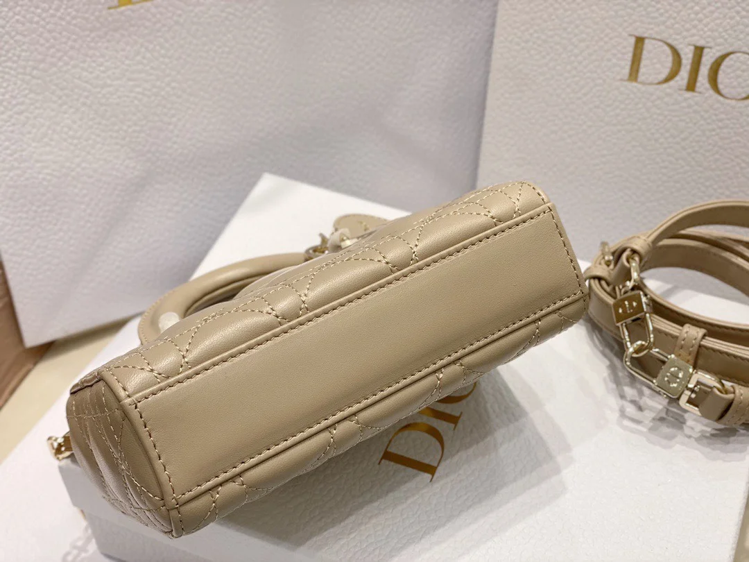Dior Branded Women’s Handbag D-Joy Mini Bag Beige 16.5x6x10cm product view 3
