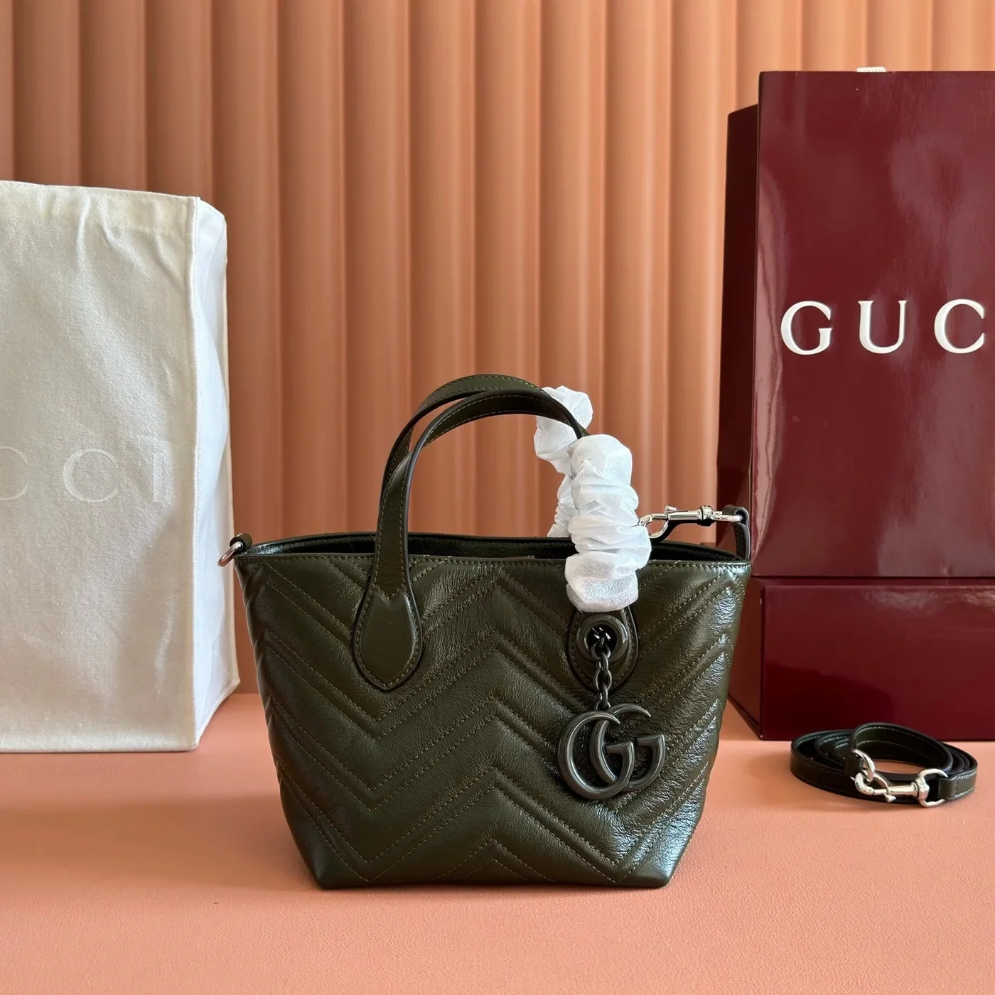 Gucci GG Marmont Tote Bag 17 In Moss Green product view 1