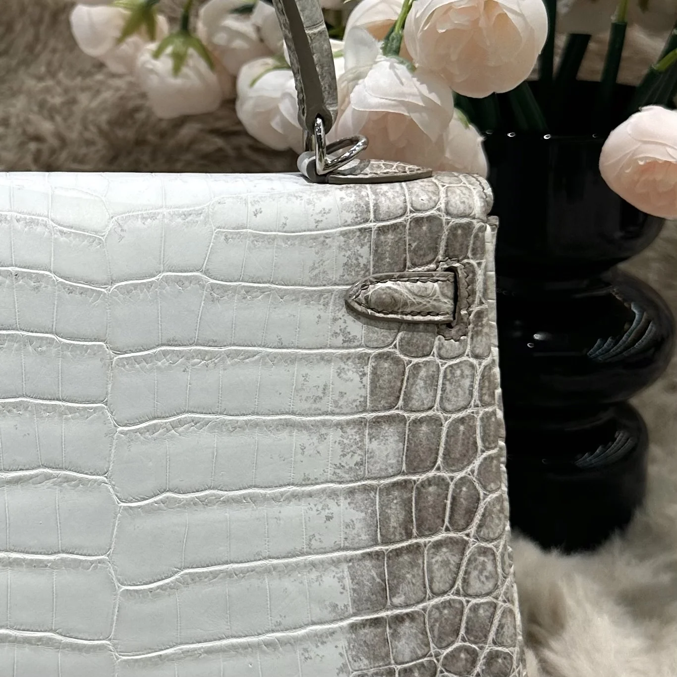 Hermès Kelly 25 cm Himalaya Crocodile Leather Silver Hardware Bag product view 5
