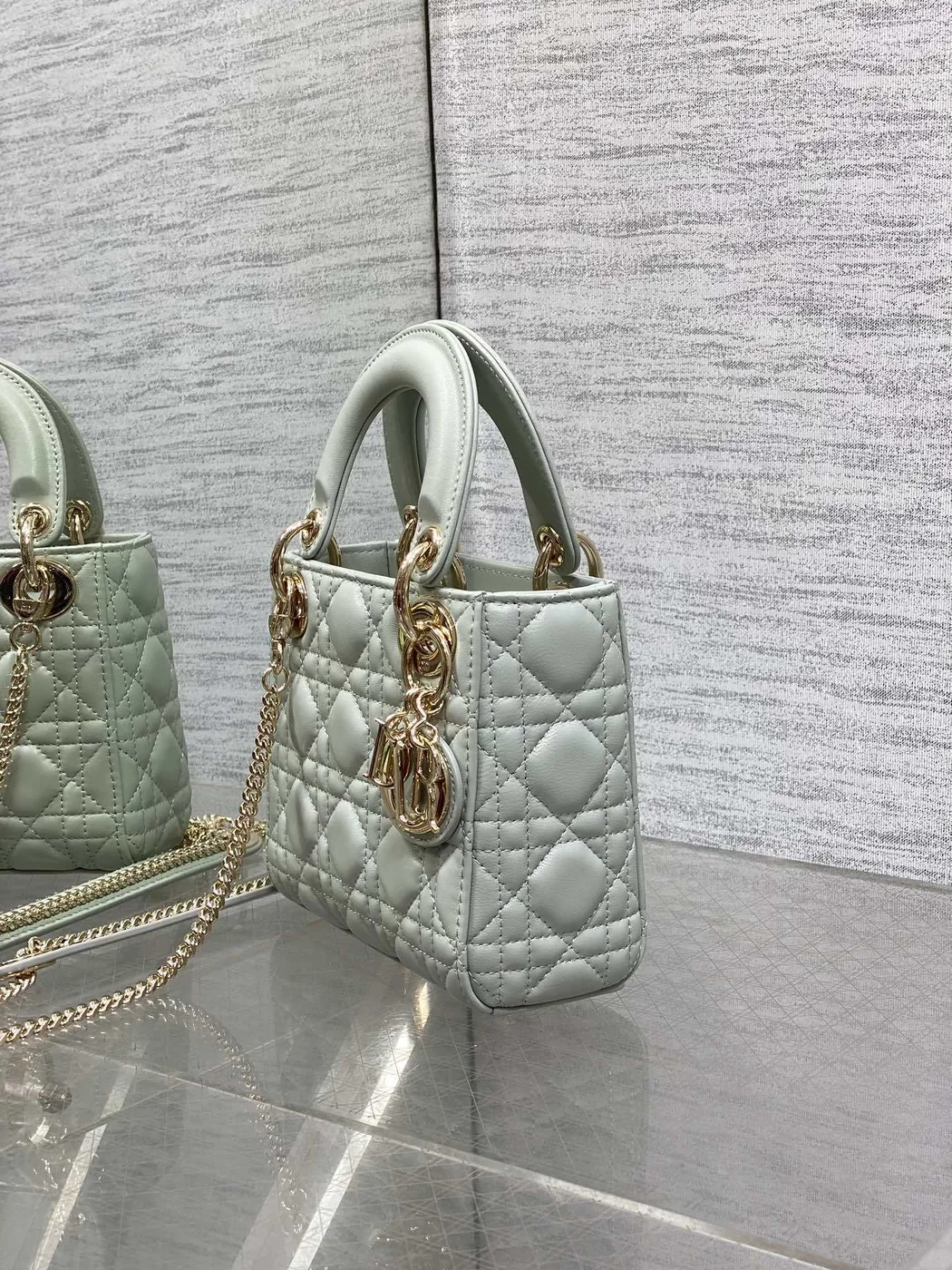 Dior Mini Lady Dior Bag in opaline gray product view 4