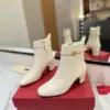 Valentino Women White Leather Ankle Boots product view 3