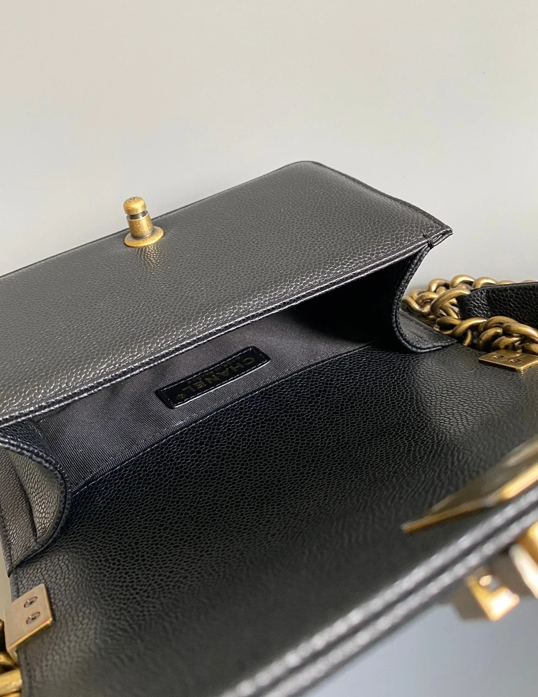 Chanel Small Boy Bag 20 In Black Lambskin Gold Hardware product view 4