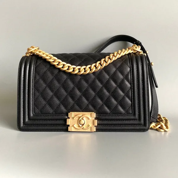 Chanel Medium 25 Boy Bag In Black Lambskin Gold Hardware product view 1