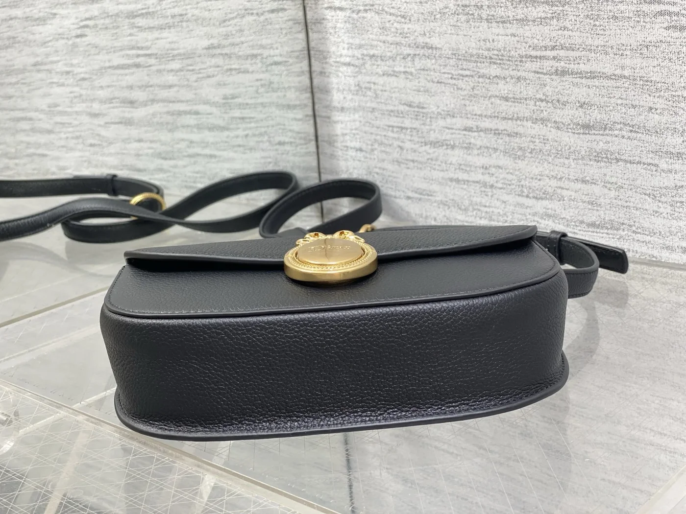 Dior Small Dior Médaillon Flap Bag in black product view 4