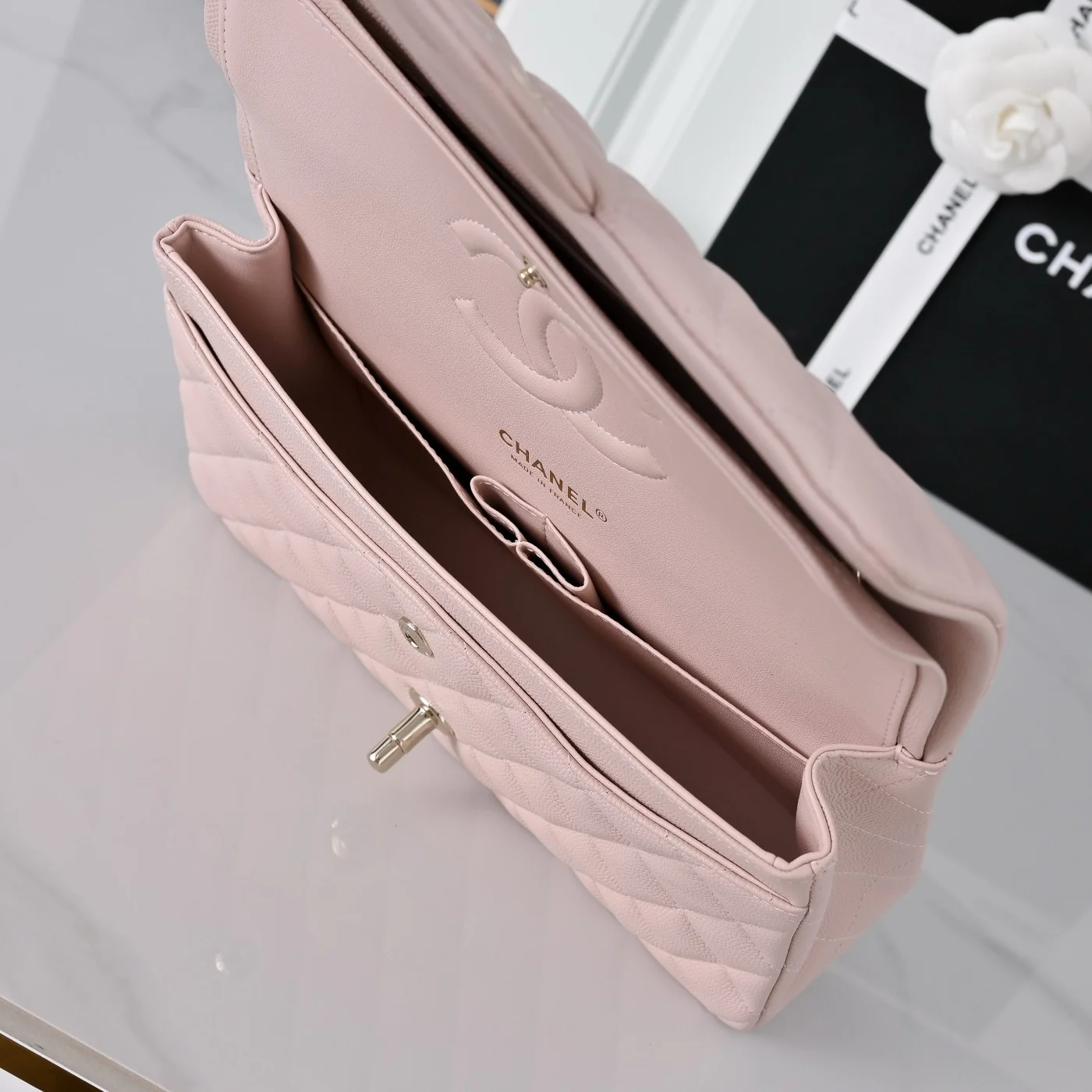 Chanel Classic Flap Medium Light Pink Silver Hardware Bag product view 6