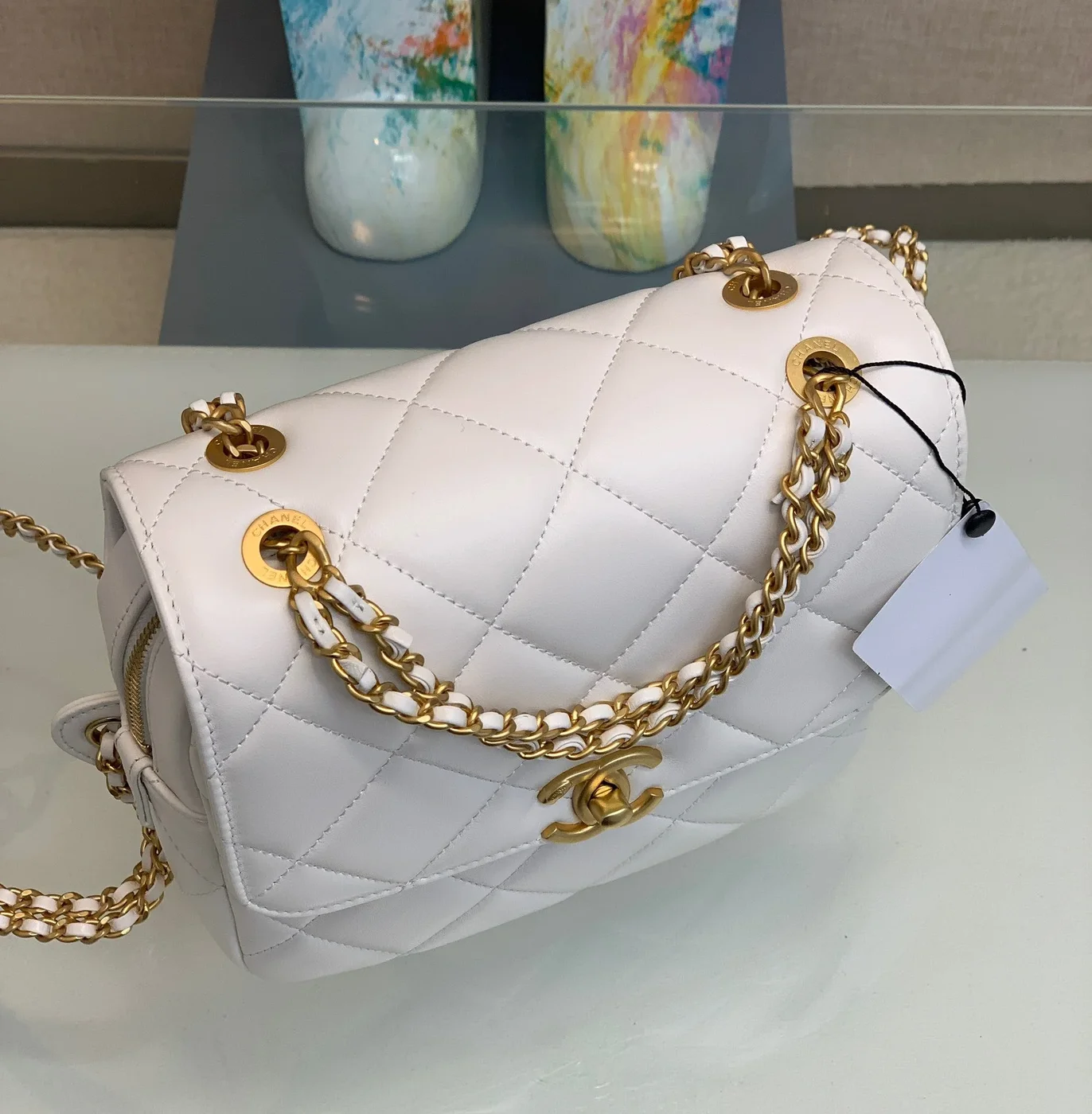 Chanel Mini Backpack Milk White With Gold Lock 18x20x11.5 cm product view 5