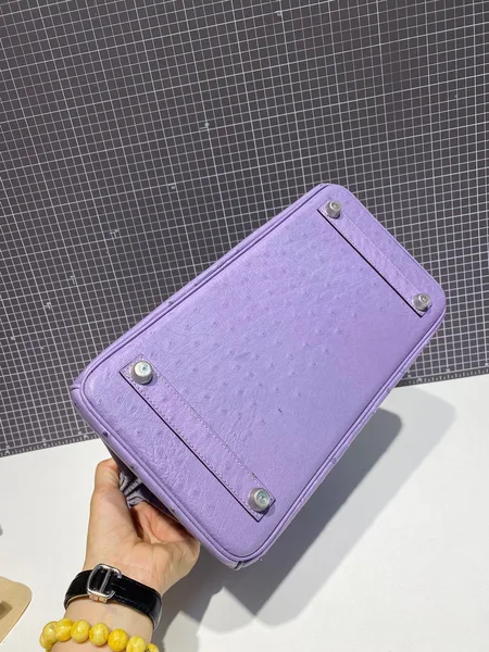 Hermès Birkin 30 cm Purple Ostrich Leather Silver Hardware Bag product view 5