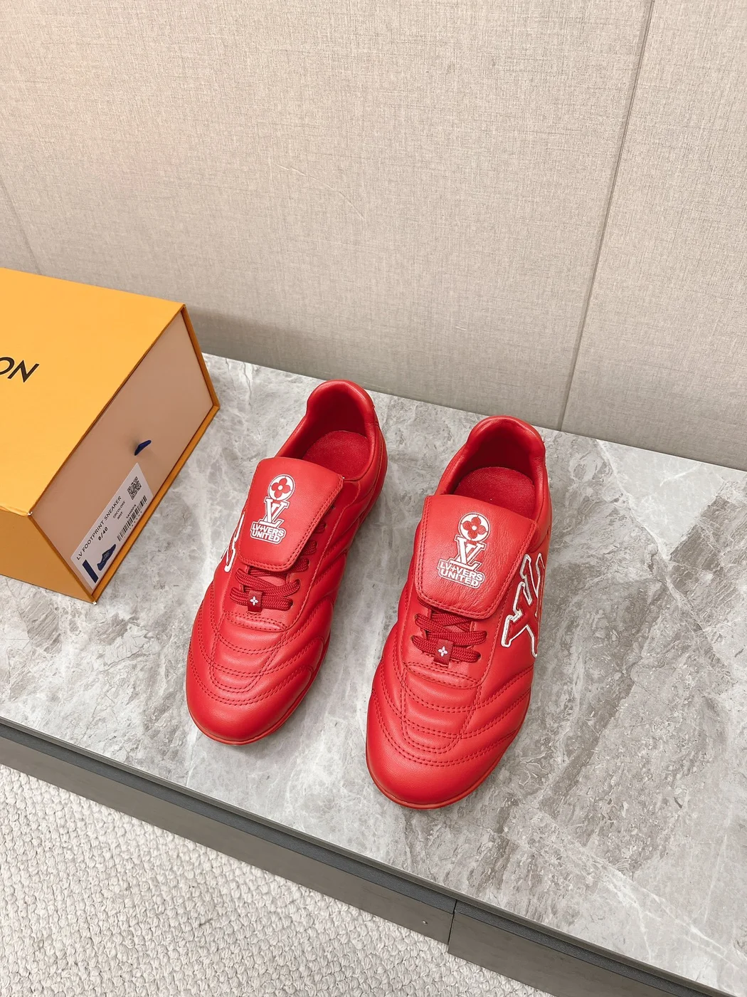Louis Vuitton Women Red Leather Sneakers product view 4