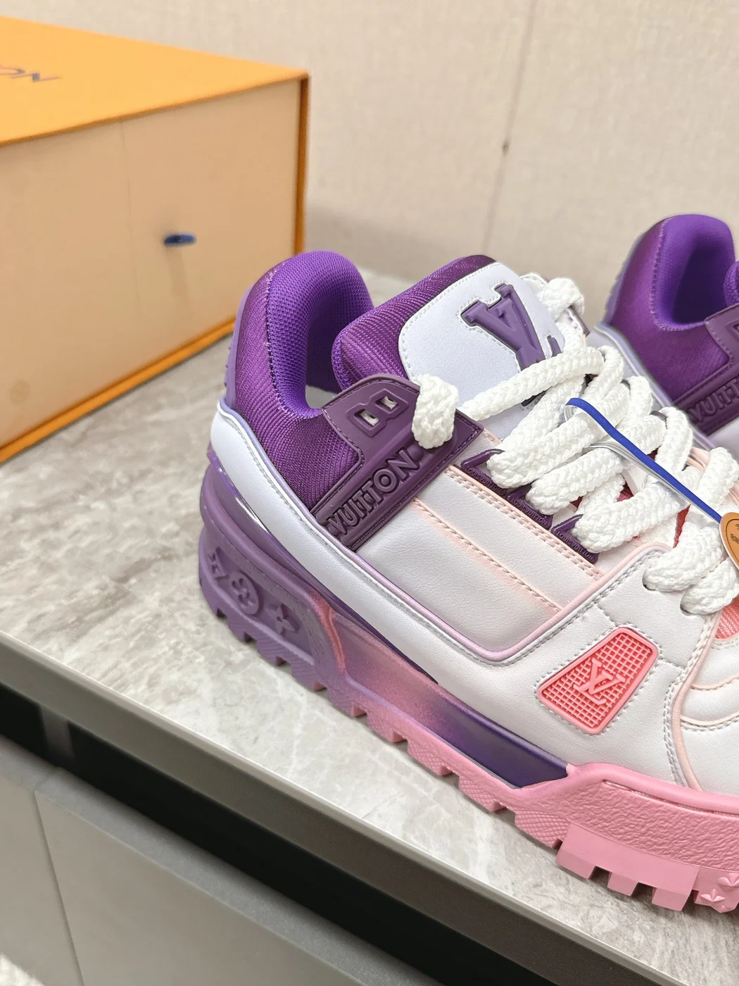 Louis Vuitton Women White Pink Purple Leather Sneakers product view 6