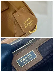 Prada Small Top Handle Bag 25 In Golden Brown Nylon And Calfskin Trim product view 4