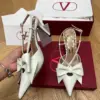 Valentino Women White Leather Bow Accent Pumps product view 3