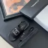 Chanel Women Black Fabric Logo Embellished Sandals product view 4