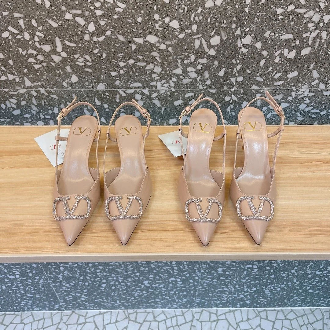 Valentino Women Beige Leather Slingback Pumps product view 1