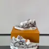 Louis Vuitton Men Grey Snake Print Leather Sneakers product view 4
