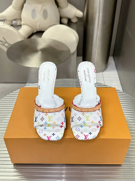 Louis Vuitton Women White Multicolor Printed Leather Mules product view 1