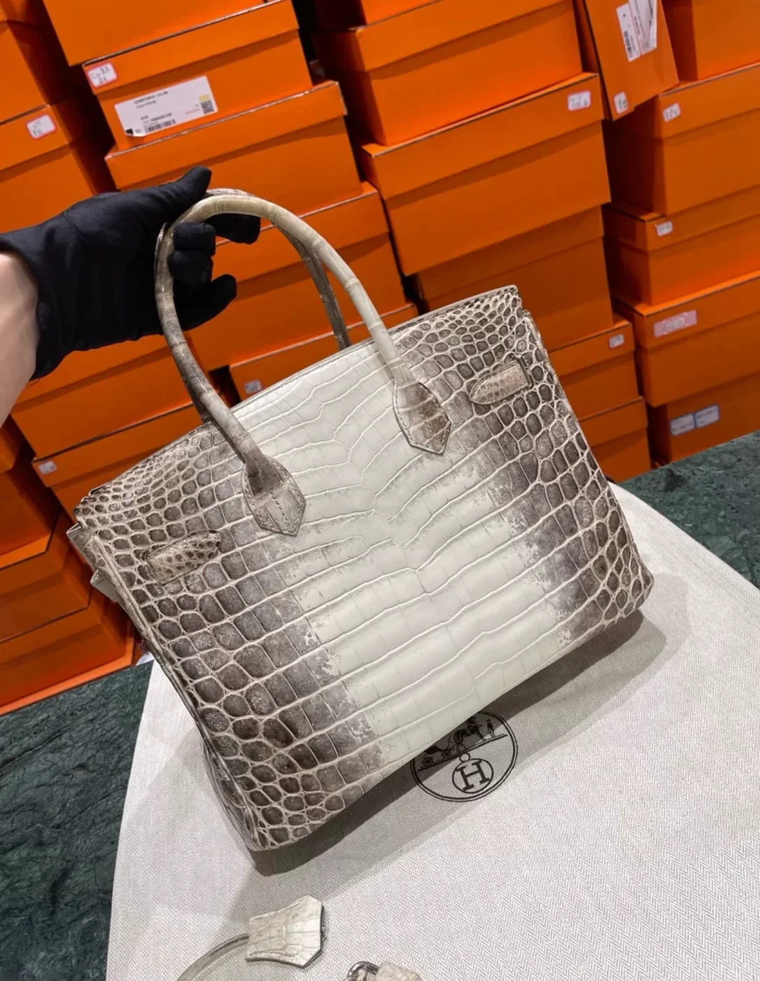 Hermès 30 Himalaya Albino Crocodile Leather Bag product view 3