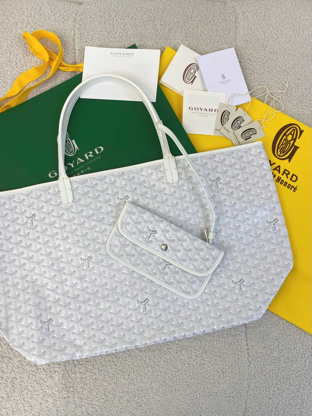 Goyard White Goyardine Canvas  Chevroches Calfskin Saint Louis PM Tote product view 2