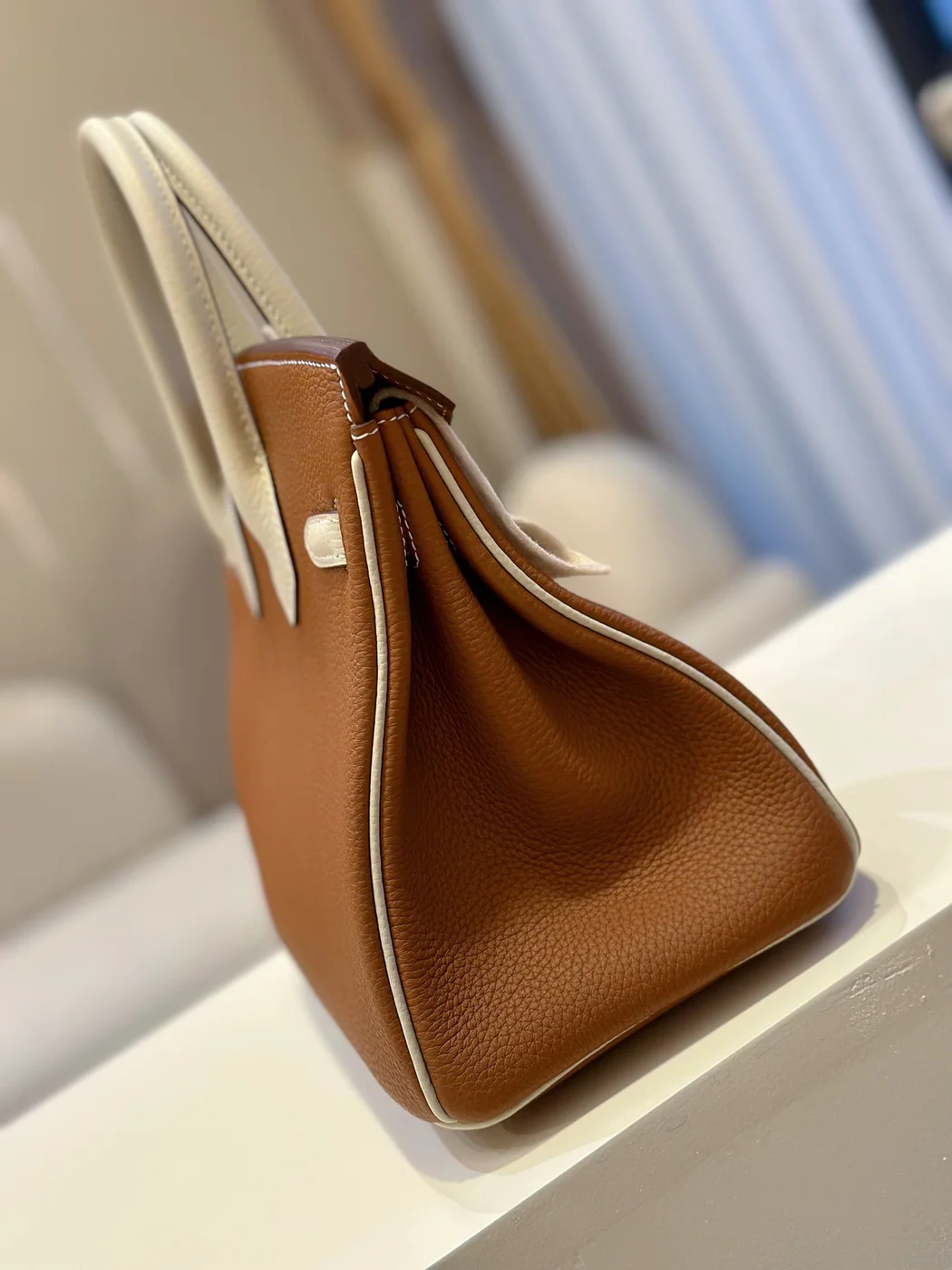 Hermès Birkin 30 Brown/Beige Customize Palladium Hardware Bag product view 5