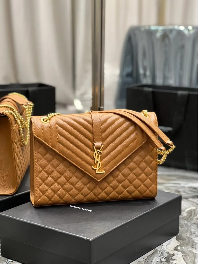 Saint Laurent Medium Envelope Bag in caramel product view 3