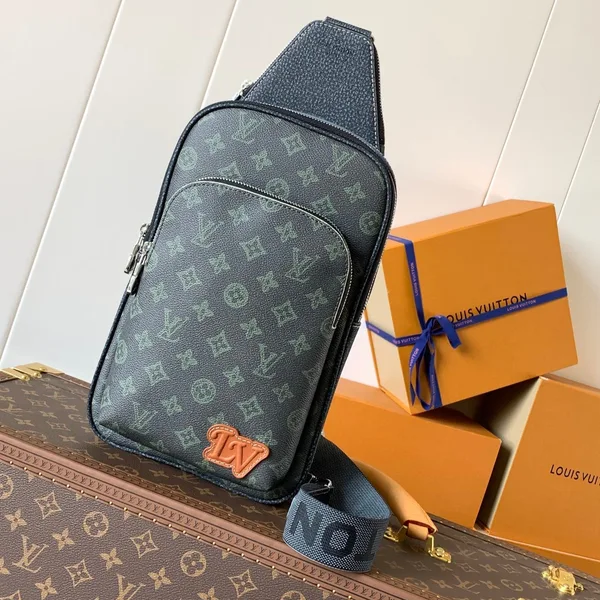 Louis Vuitton Avenue Slingbag 31 In Black Monogram Canvas With Brown Logo Bag product view 1