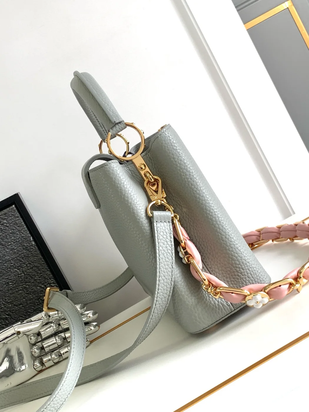 Louis Vuitton Capucines BB Woman’s Grey Blue Handbags 27x18x9cm product view 2