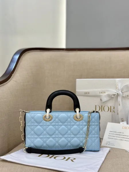Dior D-Joy Women’s Handbag, Ice Blue Cowhide Leather, 26 cm product view 6