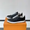 Louis Vuitton Men Black Leather Checkerboard Sneakers product view 3