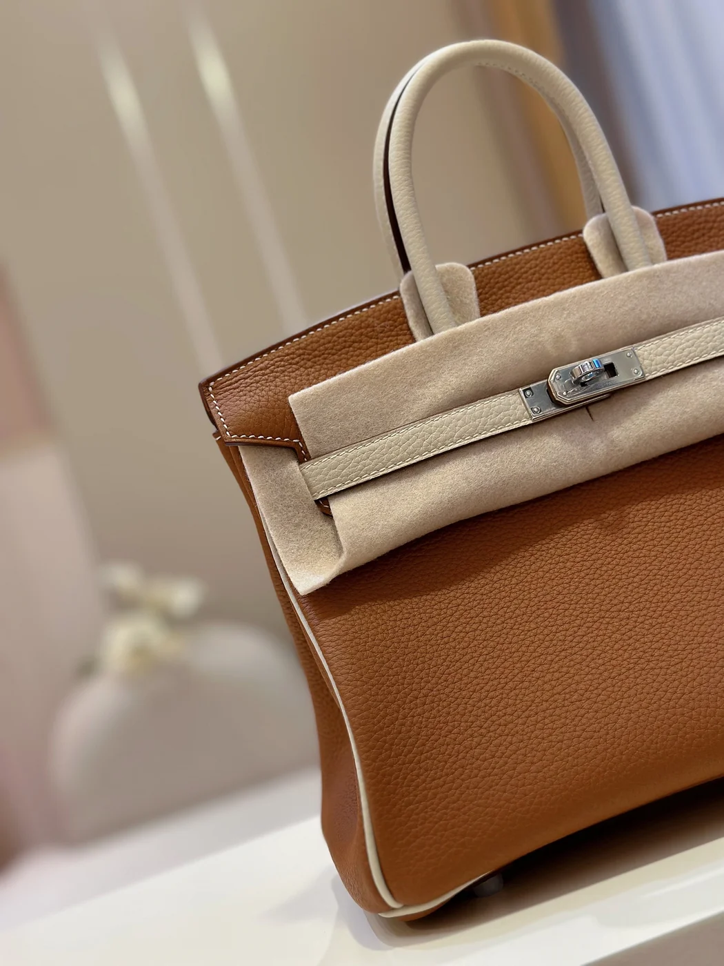 Hermès Birkin 30 Brown/Beige Customize Palladium Hardware Bag product view 2