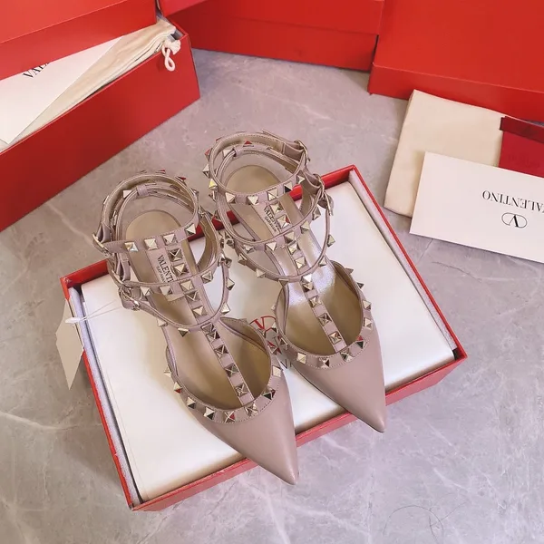 Valentino Women Beige Leather Studded Pumps product view 1