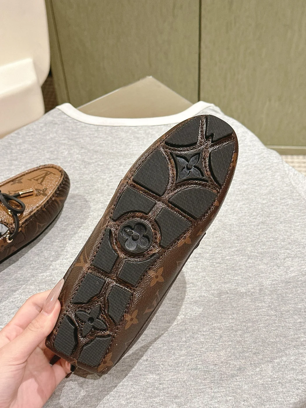 Louis Vuitton Women Brown Leather Moccasin Loafers product view 2
