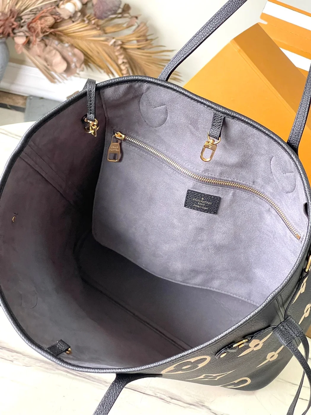 Louis Vuitton Neverfull MM In Black Cream Monogram Empreinte Leather Bag product view 2