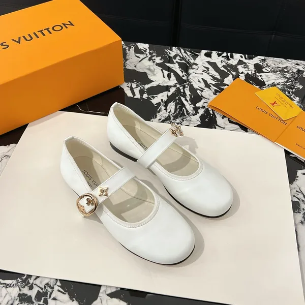 Louis Vuitton Women White Leather Mary Jane Loafers product view 3