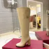 Valentino Women Beige Leather Knee-High Boots product view 5
