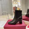 Valentino Women Black Leather Studded Ankle Boots product view 5