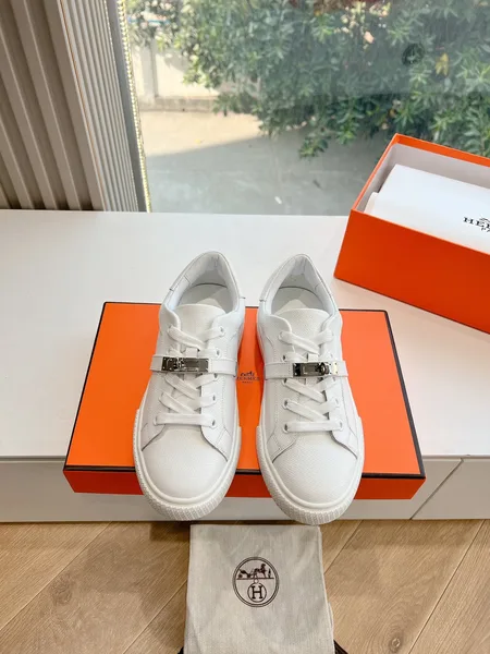 Hermès Women White Leather Sneakers product view 1