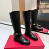 Valentino Women Black Leather Knee High Boots product view 1